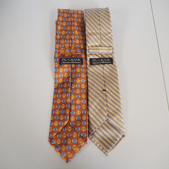 Jos. A. Bank‎ Signature Collection 100% Pure Silk Neckties Gold/Orange/Blue Ties - Picture 5 of 15